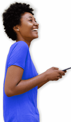 Happy lady holding Phone